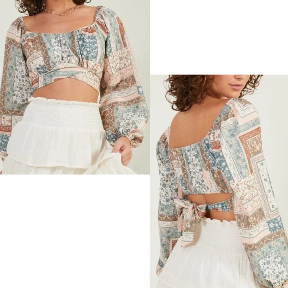 ALTAR'D STATE NWT Boho Patchwork Balloon Sleeve T… - image 1